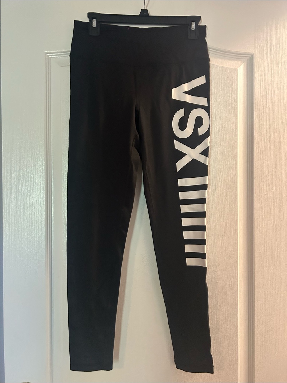 Victoria's Secret Black Leggings with White VSX Side Logo